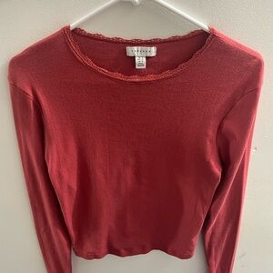 Topshop Scarlet Pointelle Long Sleeve